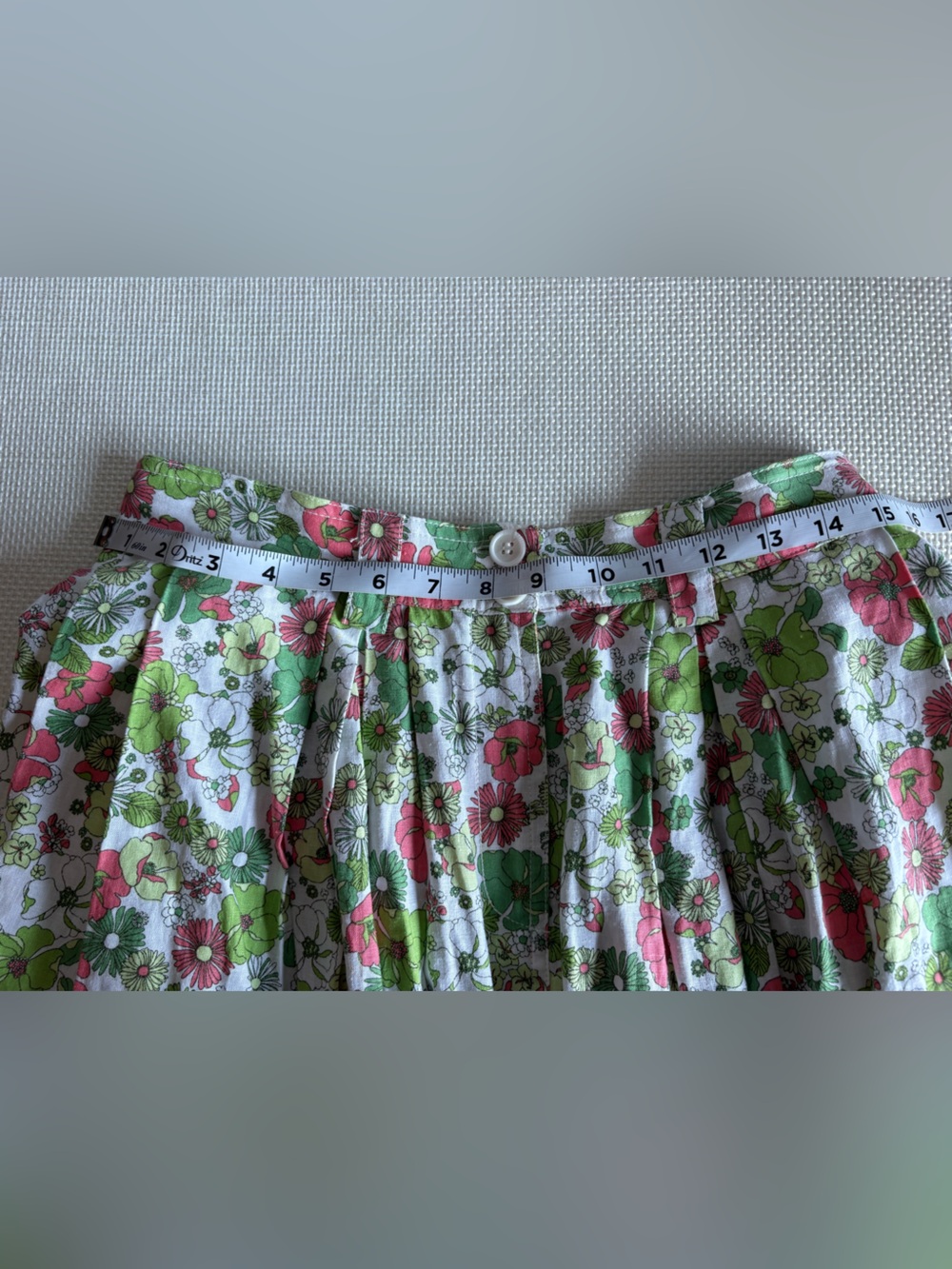 Modcloth Linen Blnd Floral Midi Skirt Size 10 Pink Green A Line Cottagecore - Picture 5 of 8